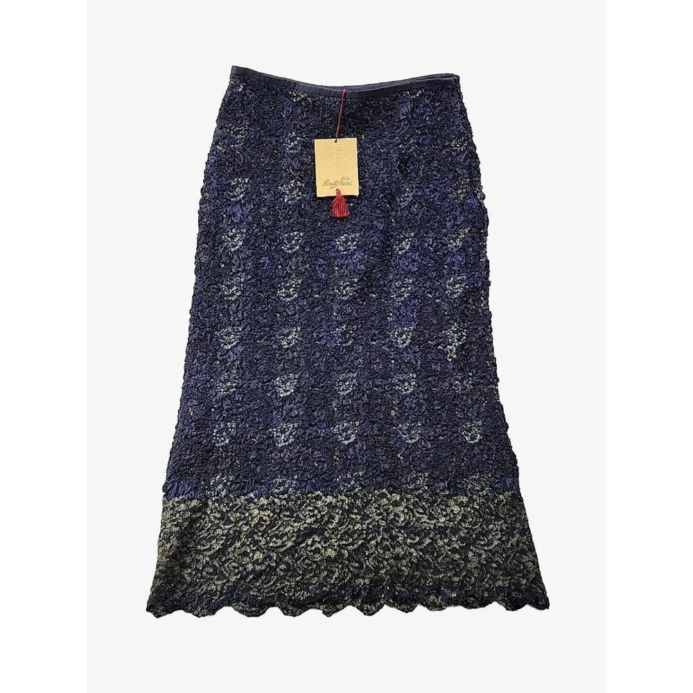 NEW - Renato Nucci Women's Size 38 Skirt Blue Gold Sequin Ornate Formal Evening